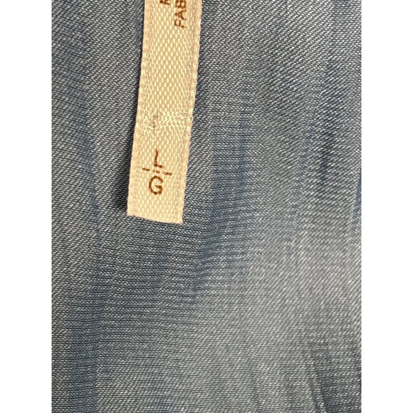 Free People Blue Ruffled Mini Dress With Tie Waist & Bell Sleeves - Size L - Picture 6 of 8